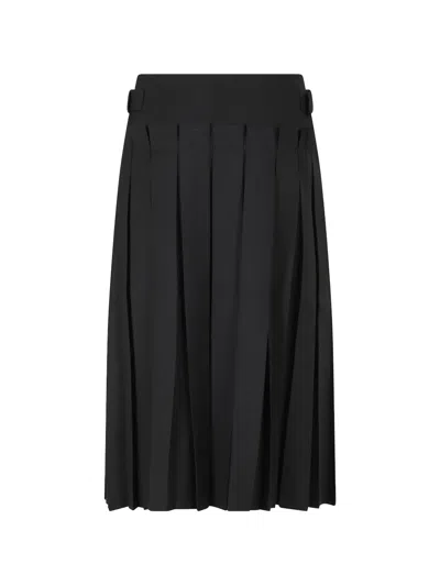 La Piscine Belted Pleated Midi Skirt In Black