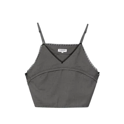 La Piscine Lace-trim Top In Gray