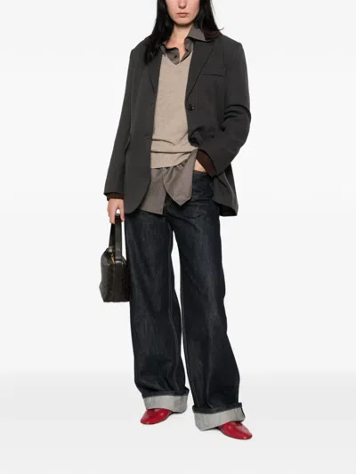 La Piscine Notched-lapel Single-breasted Jacket In Gray