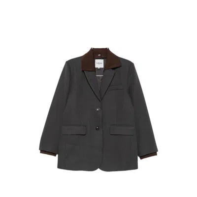 La Piscine Notched-lapel Single-breasted Jacket In Grey