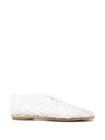 La Piscine Perforated Ballet Flats In White