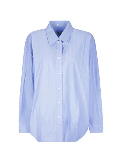 La Piscine Pinstriped Oversized Shirt In Blue