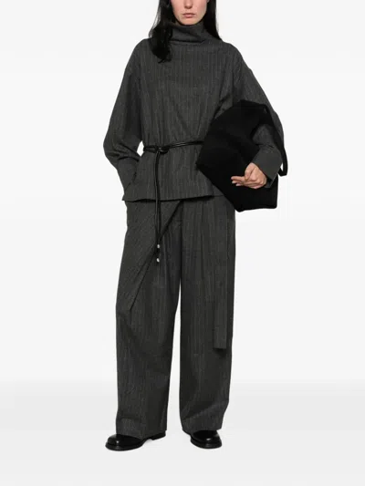 La Piscine Pinstripe-pattern Wrap-style Trousers In Gray