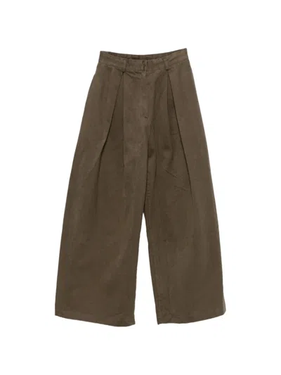La Piscine Pleated Wide-leg Trousers In Brown