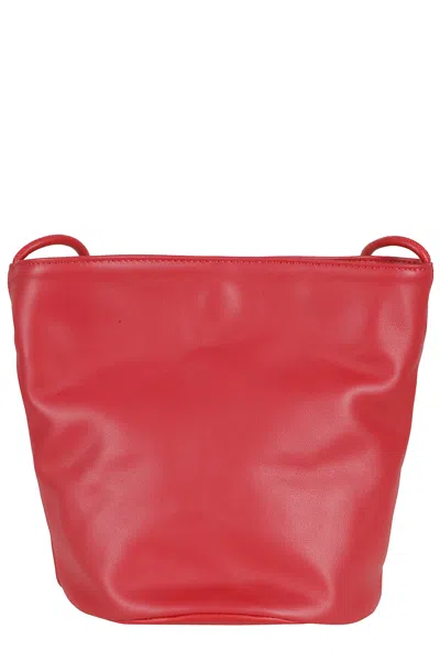 La Piscine Red Sac Bag Adjustable Strap Leather Shoulder Bag