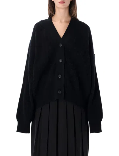 La Piscine Ribbed Button-front Cardigan Sweater In Nero