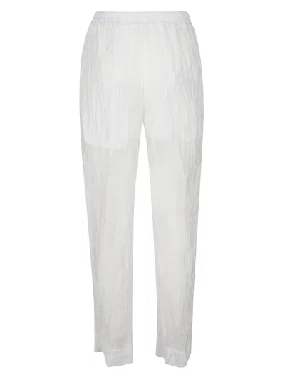La Piscine Semi-sheer White Pants With Adjustable Hem Ties