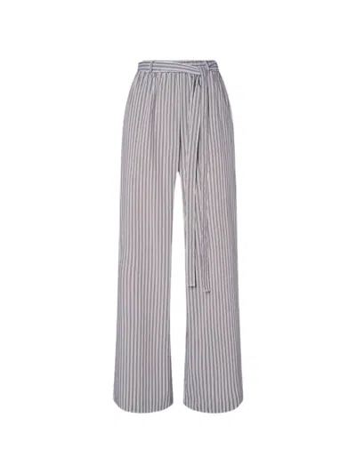 La Piscine Striped Tie-waist Trousers In Gray