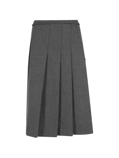 La Piscine Tie-detail Pleated Midi Skirt In Black