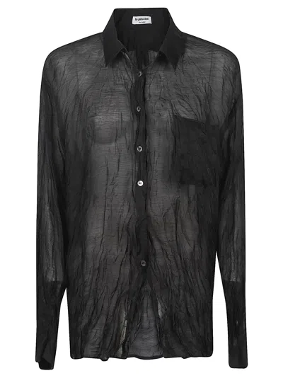 La Piscine Translucent Crinkled Black Shirt