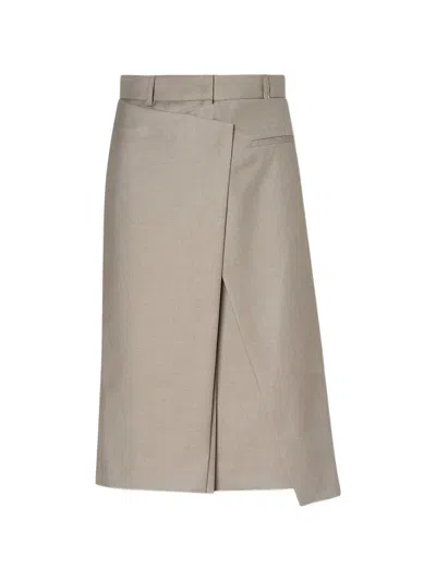 La Piscine Wrap-design Belt-loops Midi Skirt In Gray