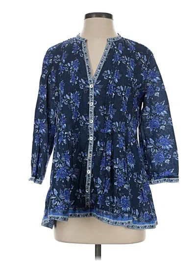 Pre-owned La Plage 3/4 Sleeve Blouse In Blue