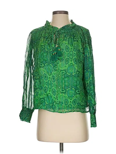 Pre-owned La Plage 3/4 Sleeve Blouse In Green