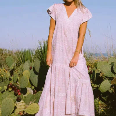 La Plage Bailey Maxi Dress In Rev Heart Shell Pink Print
