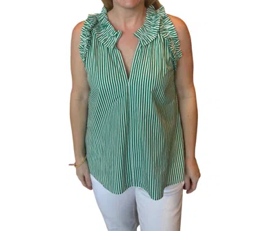 La Plage Butterfly Top In White Green
