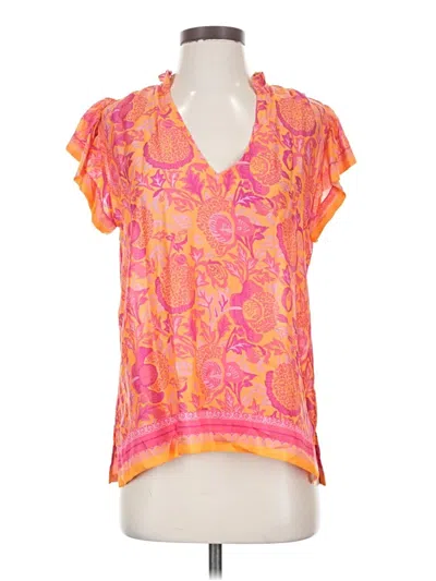 Pre-owned La Plage Short Sleeve Blouse In Orange