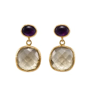 La Pluie Jewellery Women's Brown / Gold / Purple Ianthe Earrings In Brown/gold/purple