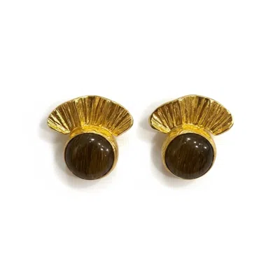 La Pluie Jewellery Women's Gold / Brown Solea Noctis Earrings