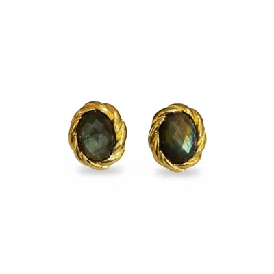 La Pluie Jewellery Women's Gold Lunae Noire Earrings