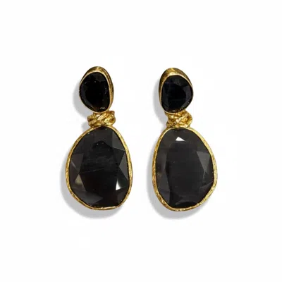 La Pluie Jewellery Women's Gold Nodo Earrings Black