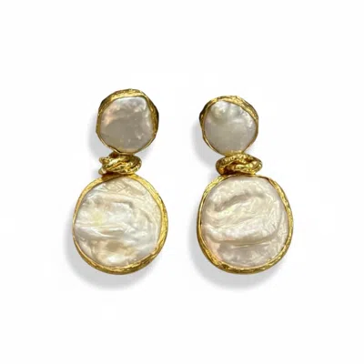 La Pluie Jewellery Women's Gold Nodo Perla Earrings
