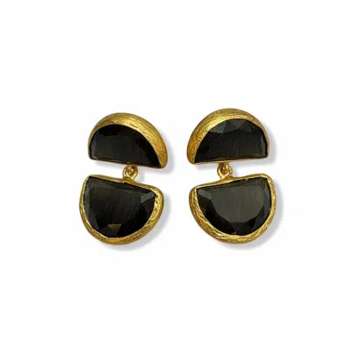 La Pluie Jewellery Women's Gold Valora Earrings Black