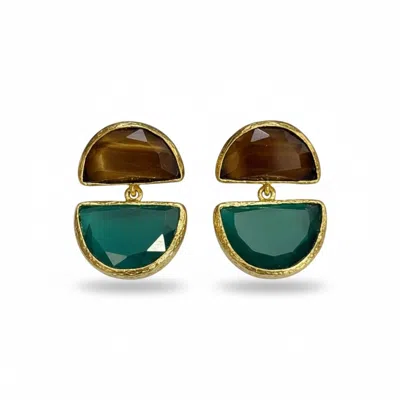 La Pluie Jewellery Women's Gold Valora Earrings Emerald & Amber