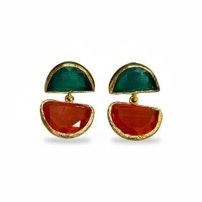 La Pluie Jewellery Women's Gold Valora Earrings Imperial Flame In Pattern