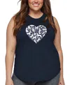 La Pop Art La Pop Heart Plus Size Dog Heart Word Art Tank Top In Blue