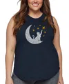 La Pop Art Le Pop Art Plus Size Cat Moon Word Art Tank Top In Blue