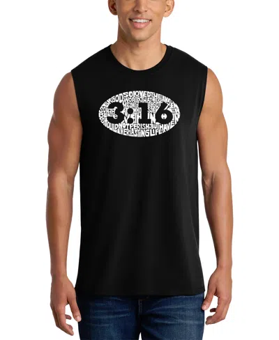 La Pop Art Men's 3:16 Oval Typography Word Art Graphic Tank Top In Black