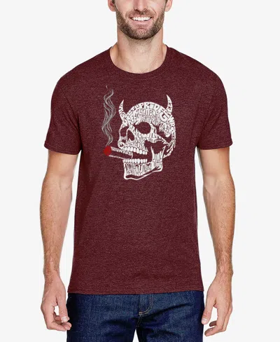 La Pop Art Men's 7 Deadly Sins Skull Premium Blend Word Art T-shirt In Burgundy