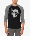 La Pop Art Men's 7 Deadly Sins Skull Raglan Baseball Word Art T-shirt In Grey,black