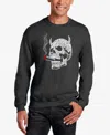 La Pop Art Men's 7 Deadly Sins Skull Word Art Crewneck Sweatshirt In Dark Grey