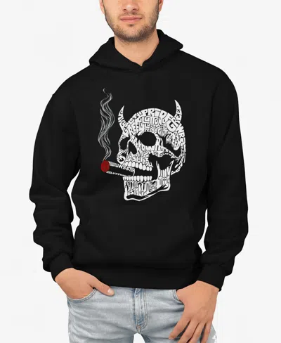 La Pop Art Men's 7 Deadly Sins Skull Word Art Hooded Sweatshirt In Black