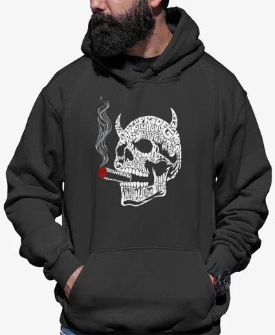 La Pop Art Men's 7 Deadly Sins Skull Word Art Hooded Sweatshirt In Dark Grey