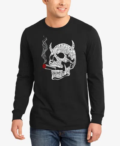 La Pop Art Men's 7 Deadly Sins Skull Word Art Long Sleeve T-shirt In Black