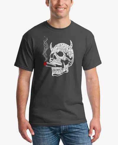 La Pop Art Men's 7 Deadly Sins Skull Word Art T-shirt In Dark Grey