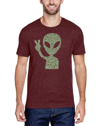 La Pop Art Men's Alien Extraterrestrial Word Art T-shirt In Burgundy