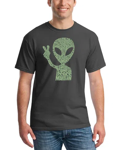 La Pop Art Men's Alien Extraterrestrial Word Art T-shirt In Gray