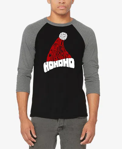 La Pop Art Men's All I Want For Christmas Is You Raglan Baseball Word Art T-shirt In Grey,black