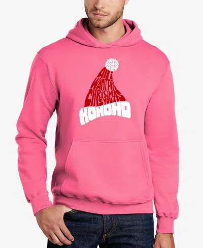 La Pop Art Men's All I Want For Christmas Is You Word Art Hooded Sweatshirt In Pink