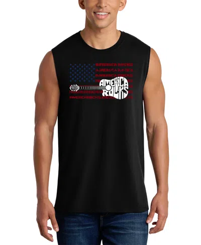 La Pop Art Men's America Rock Word Art Graphic Tank Top In Black