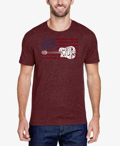 La Pop Art Men's America Rocks Premium Blend Word Art T-shirt In Burgundy