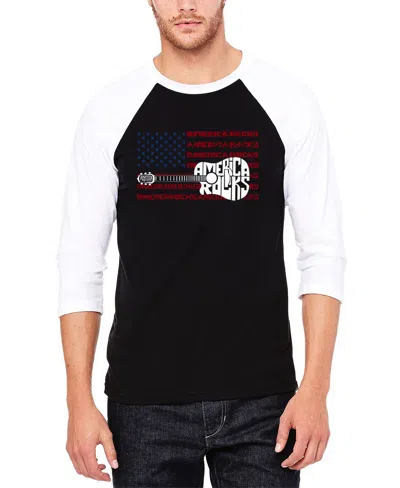 La Pop Art Men's America Rocks Raglan Baseball Word Art T-shirt In Multi