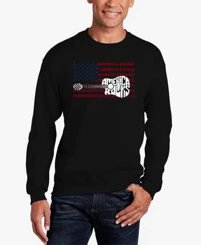 La Pop Art Men's America Rocks Word Art Crewneck Sweatshirt