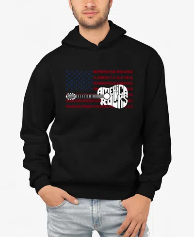 La Pop Art Men's America Rocks Word Art Hooded Sweatshirt