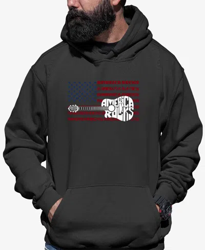 La Pop Art Men's America Rocks Word Art Hooded Sweatshirt