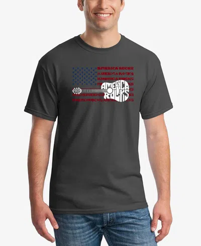 La Pop Art Men's America Rocks Word Art T-shirt