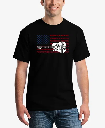 La Pop Art Men's America Rocks Word Art T-shirt